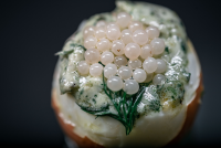 Куриное яйцо с икрой улитки
